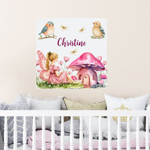 Aangepaste naam Pink Fairy Mushrooms Poster