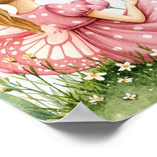 Aangepaste naam Pink Fairy Mushrooms Poster (Hoek)