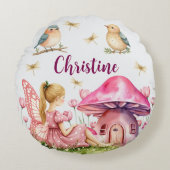 Aangepaste naam Pink Fairy Mushrooms Rond Kussen (Voorkant)