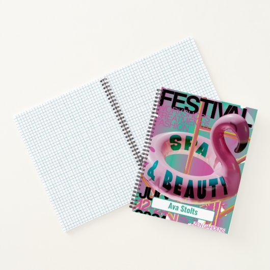 Aangepaste naam Pink Flamingo Float Notitieboek (Binnen)