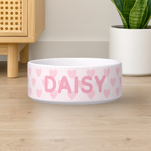 Aangepaste naam Pink Hearts Dog Voerbakje