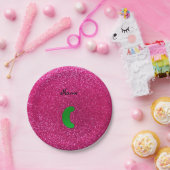 Aangepaste naam pink roze glitter papieren bordje (Feest)
