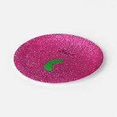 Aangepaste naam pink roze glitter papieren bordje (Gekanteld)