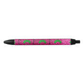 Aangepaste naam pink roze glitter zwarte inkt pen (Voorkant)