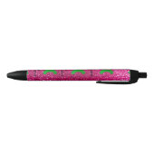 Aangepaste naam pink roze glitter zwarte inkt pen (Bodem)