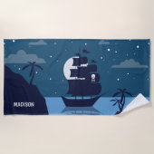 Aangepaste naam Pirate Ship bestrand handdoek (Voorkant)