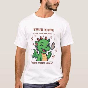 Aangepaste naam Pixel Dragon T-shirt — Retro 8-Bit