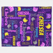 Aangepaste naam pixel gaming roze paarse geel meis fleece deken (Voorkant (Horizontaal))