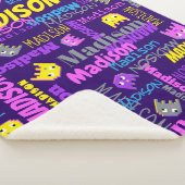 Aangepaste naam pixel gaming roze paarse geel meis sherpa deken (3/4)