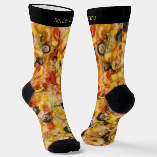 Aangepaste naam Pizza Lover's Mannen Crew Sokken (Gebogen)