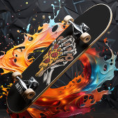 Aangepaste naam Pizza Skeleton Hand Persoonlijk Skateboard
