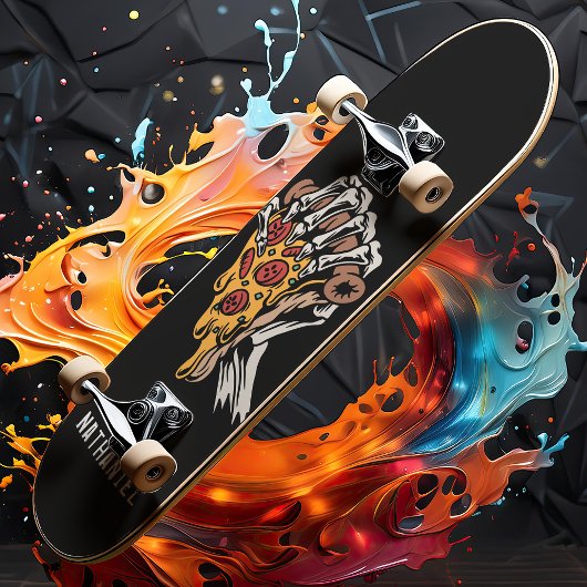 Aangepaste naam Pizza Skeleton Hand Persoonlijk Skateboard