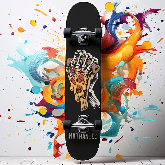Aangepaste naam Pizza Skeleton Hand Persoonlijk Skateboard