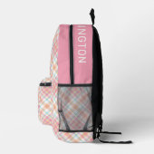 Aangepaste naam Plaid Pattern Bedrukte Rugzak (Rechts)