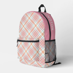 Aangepaste naam Plaid Pattern Bedrukte Rugzak