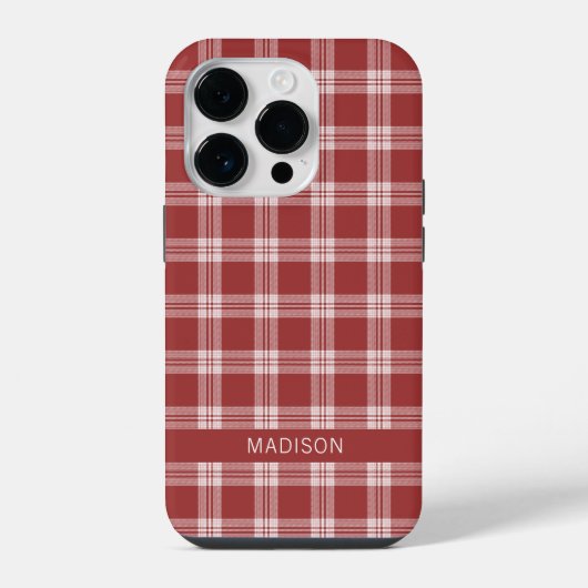 Aangepaste naam Plaid / Schotse ruitpatroon iPhone Hoesje (Achterkant)