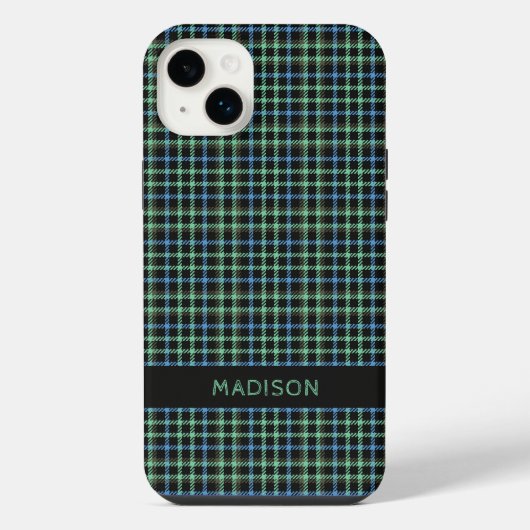 Aangepaste naam Plaid / Schotse ruitpatroon iPhone Hoesje (Achterkant)