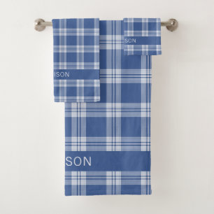 Aangepaste naam Plaid / Tartan Patroon Bad Handdoek