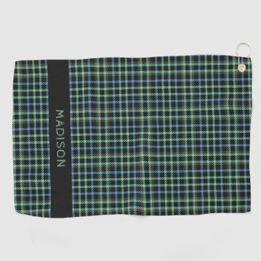 Aangepaste naam Plaid / Tartan Patroon Golfhanddoek (Horizontaal)