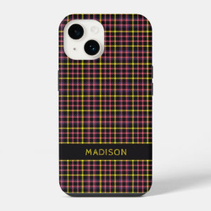 Aangepaste naam Plaid / Tartan Patroon iPhone 14 Hoesje