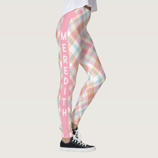 Aangepaste naam Plaid / Tartan Patroon Leggings (Rechts)