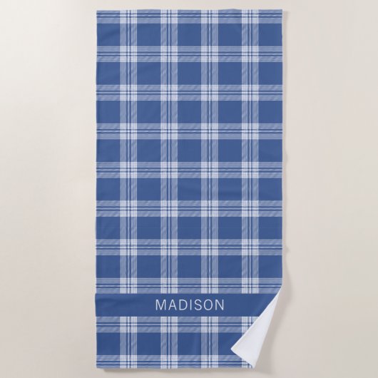 Aangepaste naam Plaid / Tartan Patroon Strandlaken (Voorkant)