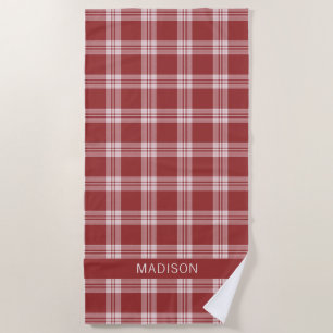 Aangepaste naam Plaid / Tartan Patroon Strandlaken
