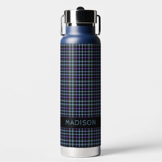 Aangepaste naam Plaid / Tartan Patroon Waterfles (Voorkant)