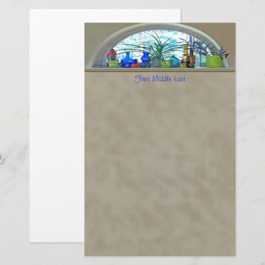 Aangepaste naam Planten glazen flessen Waterverf v Briefpapier (Voorkant / Achterkant)