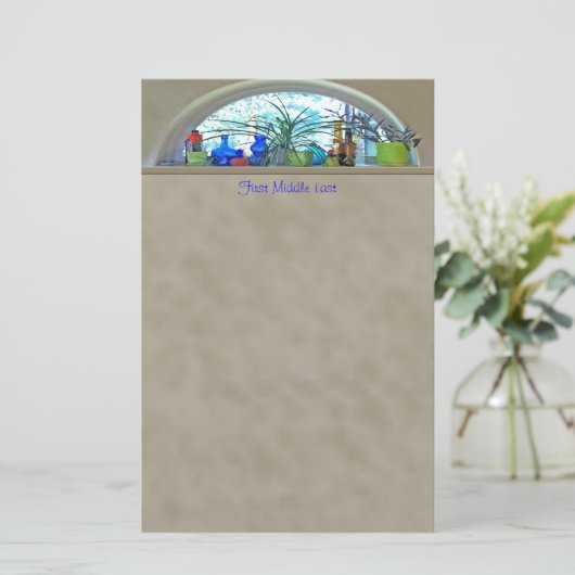 Aangepaste naam Planten glazen flessen Waterverf v Briefpapier (Staand voorkant)