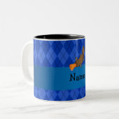 Aangepaste naam platypus blue argyle tweekleurige koffiemok (Voorkant links)