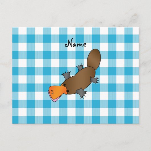 Aangepaste naam platypus blue checkers briefkaart (Voorkant)
