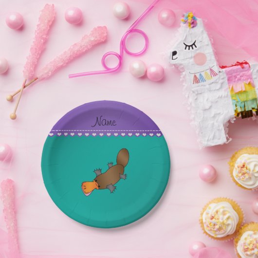 Aangepaste naam platypus groen papieren bordje (Feest)
