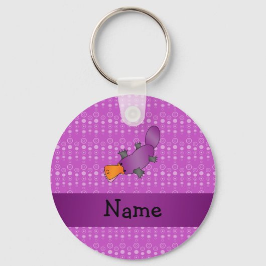 Aangepaste naam platypus paarse belletjes sleutelhanger (Voorkant)