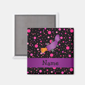 Aangepaste naam platypus roze polka-punten magneet (Voorkant / Achterkant)