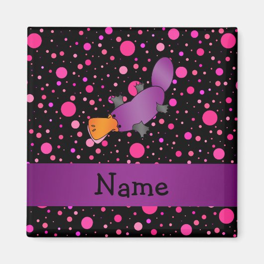 Aangepaste naam platypus roze polka-punten magneet (Voorkant)