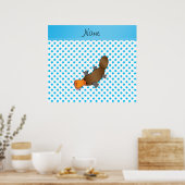 Aangepaste naam platypus witte blauwe sterren poster (Keuken)