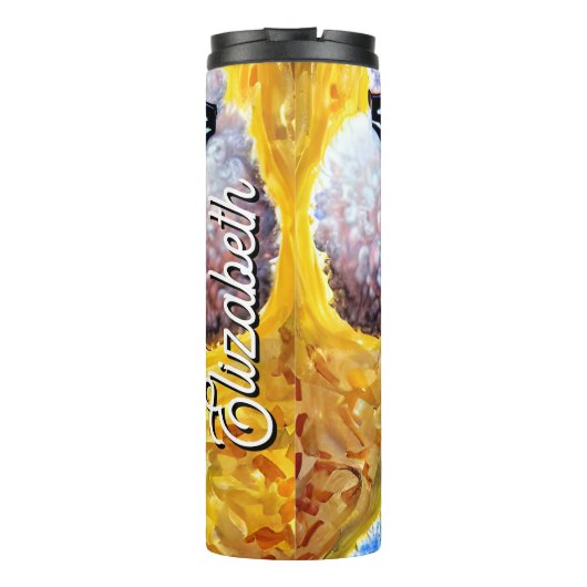 Aangepaste naam Podle Dog met overmaatse bril Thermosbeker (Achterkant)