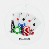Aangepaste naam Poker / Casino Metalen Ornament (Voorkant)