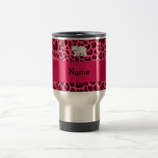 Aangepaste naam polair beer roze luipaard reisbeker (Center)