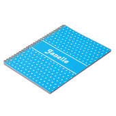 Aangepaste naam Polka Dot Blauw en Wit Notitieboek (Linkerzijde)