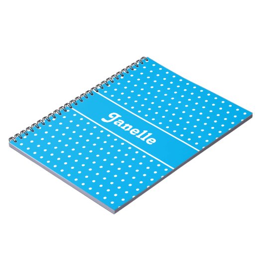 Aangepaste naam Polka Dot Blauw en Wit Notitieboek (Linkerzijde)