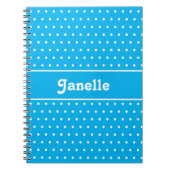 Aangepaste naam Polka Dot Blauw en Wit Notitieboek (Voorkant)