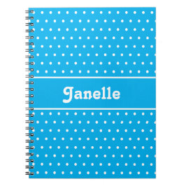 Aangepaste naam Polka Dot Blauw en Wit Notitieboek