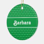Aangepaste naam Polka Dot Groen en Wit Keramisch Ornament (Links)