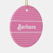 Aangepaste naam Polka Dot Roze en Wit Keramisch Ornament (Rechts)