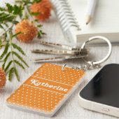 Aangepaste naam Polka Dot Sinaasappel en witte Sle Sleutelhanger (Voorkant Rechts)