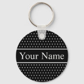 Aangepaste naam Polka Dot Zwart-wit Sleutelhanger (Voorkant)