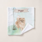 Aangepaste naam Pommeraniaanse huisdier hond Bad Handdoek (Wasdoekje)