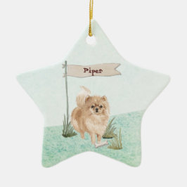Aangepaste naam Pommeraniaanse huisdier hond Keramisch Ornament
